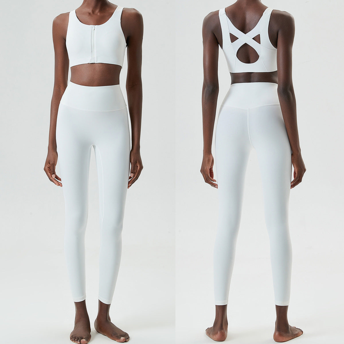 Conjunto de dos piezas de pantalones de yoga ajustados para mujer, informales, de color sólido, a prueba de golpes, para correr y fitness