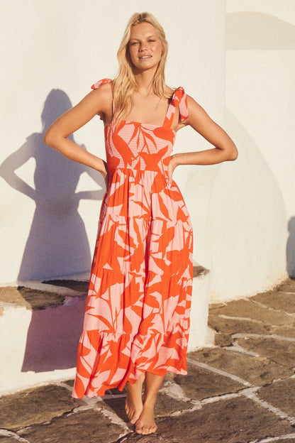 Vestido casual sin mangas con estampado y espalda descubierta para mujer
