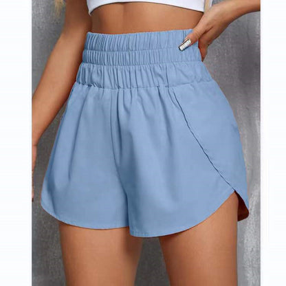 Summer High Waist Women Casual Elastic Loose Summer Solid Color Sports Shorts