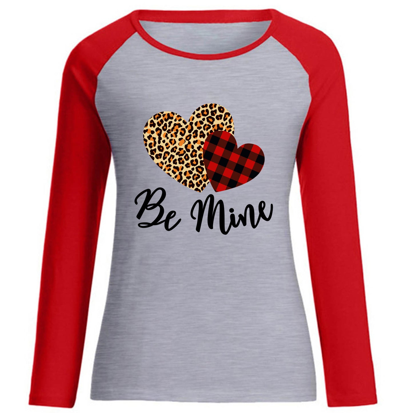 Camiseta informal de algodón con cuello redondo y manga larga para mujer, con estampado de letras de amor, para San Valentín