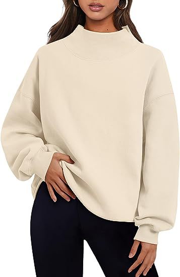 Sudadera informal de color liso con cuello polar para mujer