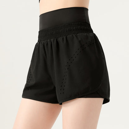 Women Casual Solid Color High Waist Sports Shorts