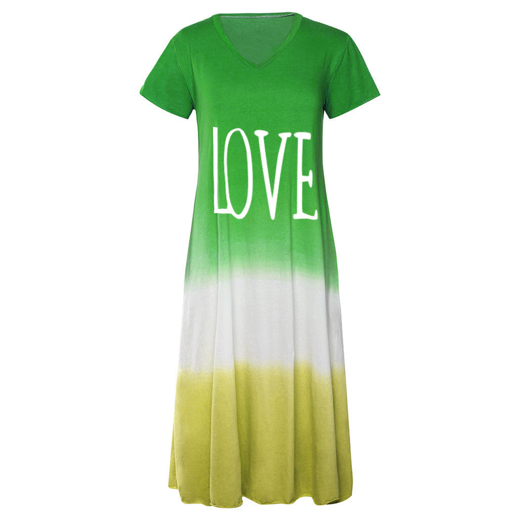 Women Fashion Plus Size Casual Love Letter Print Dress