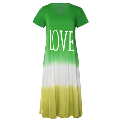 Women Fashion Plus Size Casual Love Letter Print Dress