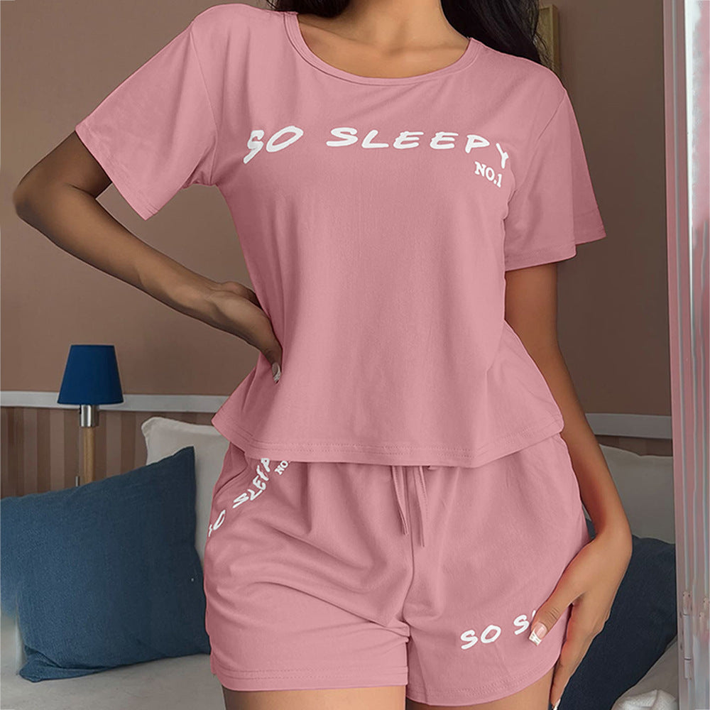 Conjunto de dos piezas de top y pantalones cortos con estampado de letras informales a la moda de verano para mujer