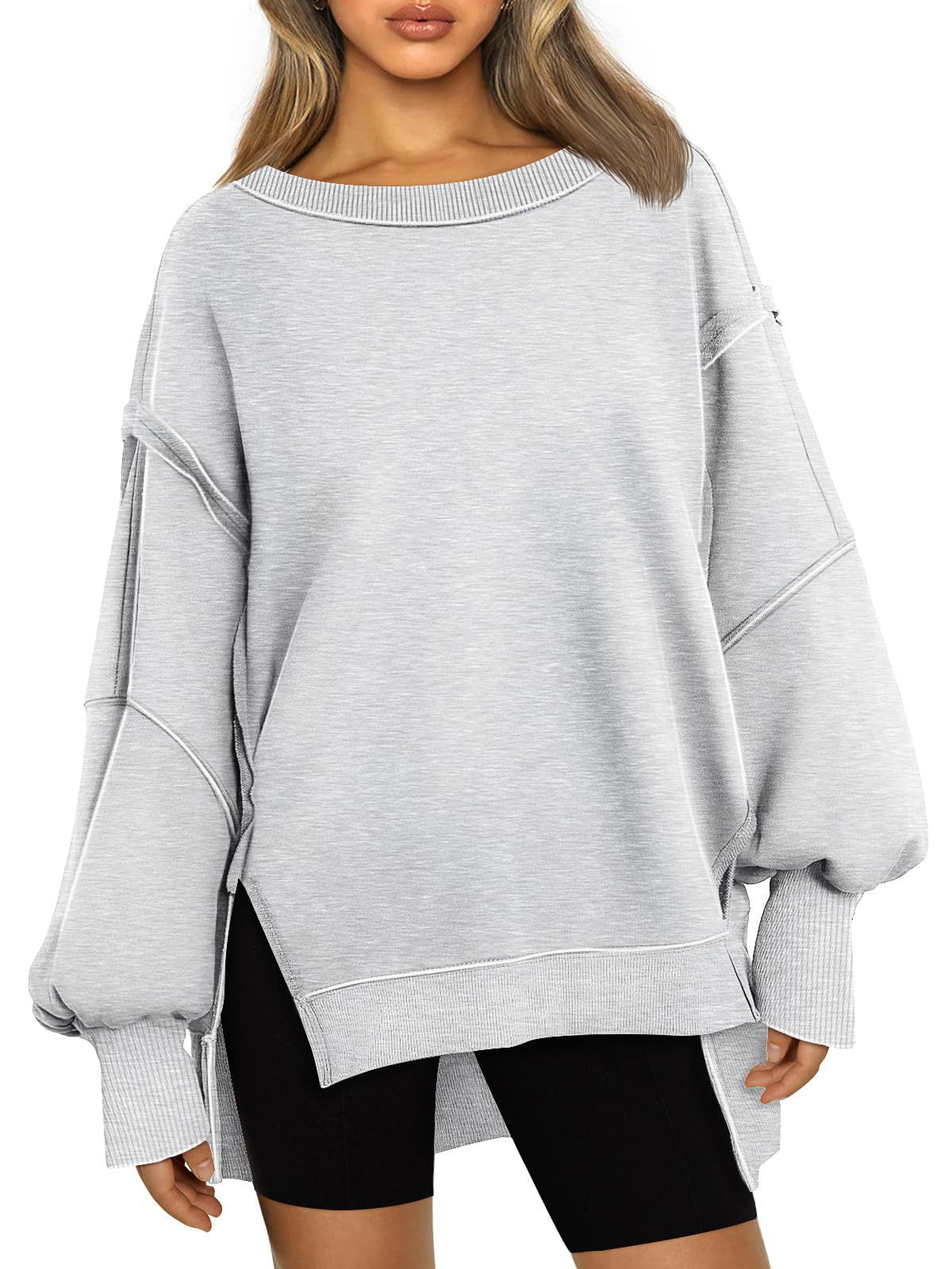 Sudadera informal de cuello redondo y manga larga para mujer