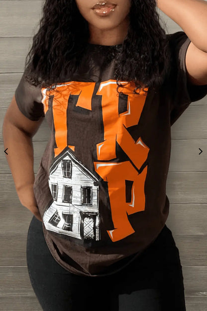 Camiseta de manga corta con estampado gráfico para mujer, informal y de moda