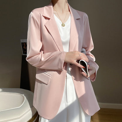 Blazer informal de manga larga para mujer, color liso, a la moda