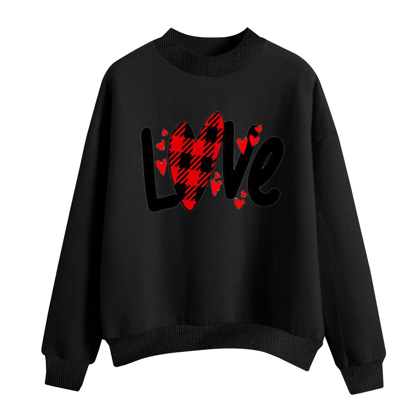 Sudadera holgada informal de San Valentín para mujer, con estampado de corazón y letras de amor, cuello redondo y manga larga