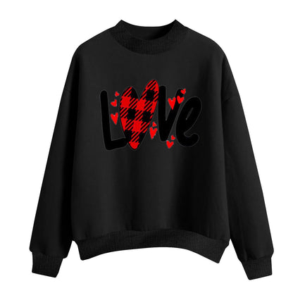 Sudadera holgada informal de San Valentín para mujer, con estampado de corazón y letras de amor, cuello redondo y manga larga