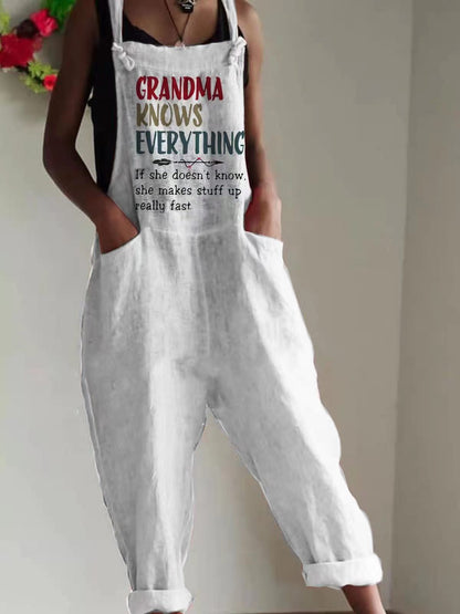 Vintage Casual Women Halloween Skull Letter Print Pocket Loose Jumpsuits