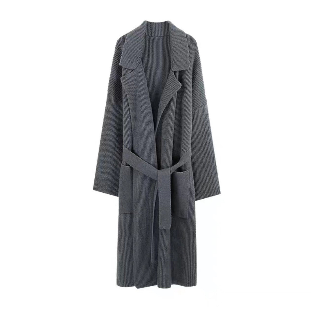 Cárdigan largo de punto para mujer, informal, de calle, holgado, de color liso, acogedor, de moda de invierno