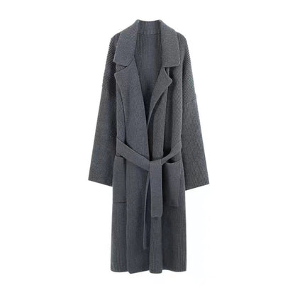 Cárdigan largo de punto para mujer, informal, de calle, holgado, de color liso, acogedor, de moda de invierno