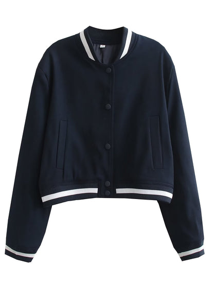 Chaqueta informal de moda para mujer, abrigo de béisbol de manga larga con cuello alto
