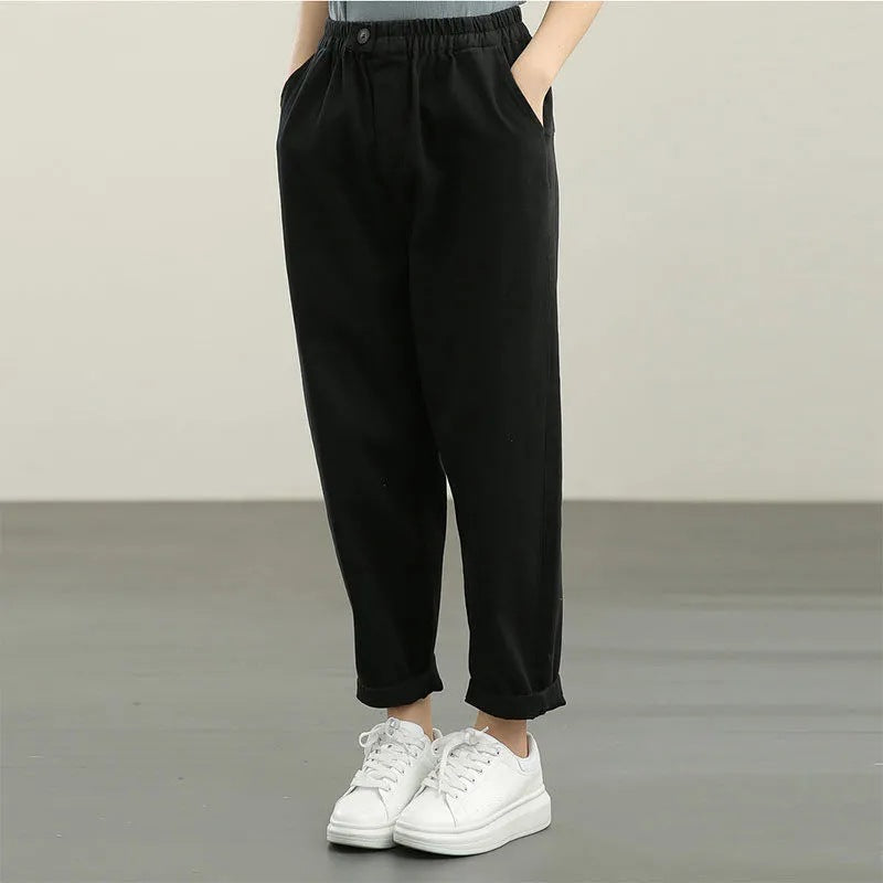Women Fashion Casual Solid Color Harem Cropped Pants