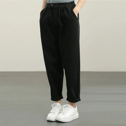 Women Fashion Casual Solid Color Harem Cropped Pants