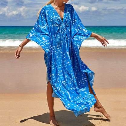 Traje de baño de verano para mujer, informal, estampado, holgado, protector solar
