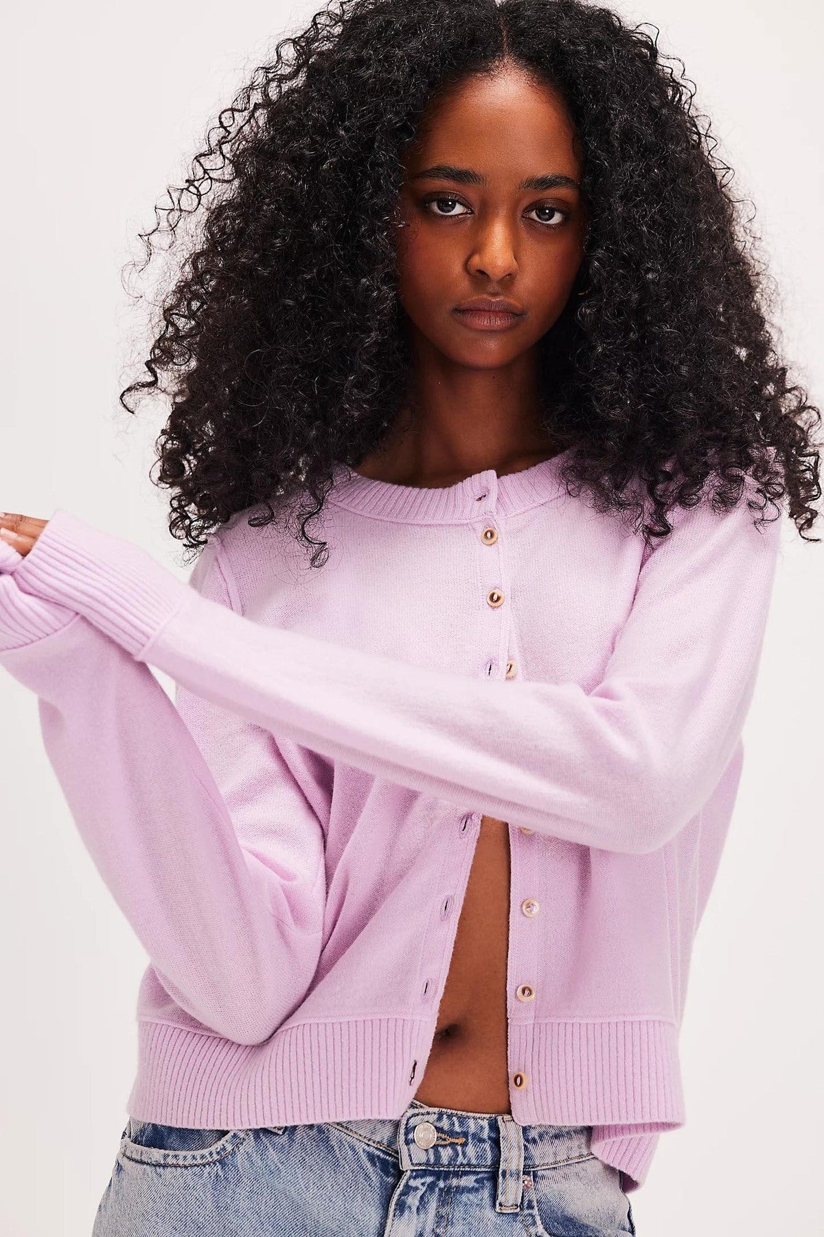 Women Fashion Casual Solid Color Long Sleeve Single Breasted Knitted Sweater