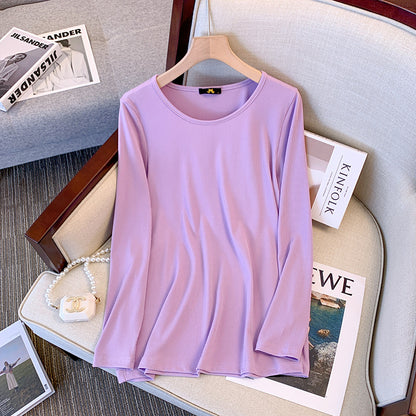 Blusa básica informal sencilla de color liso para mujer, talla grande