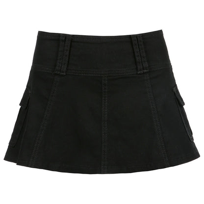 Women Casual Edgy Low Waist Solid Color Bodycon Skirt Without Belt