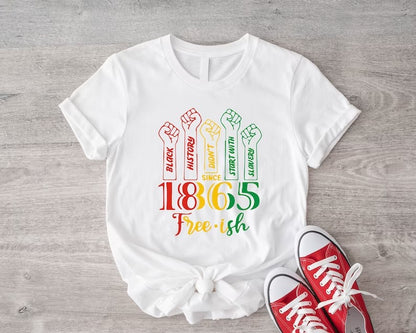 Camiseta informal de manga corta con estampado de letras Juneteenth 1865 para mujer