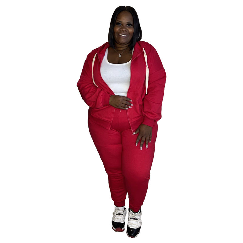 Conjunto de dos piezas con capucha informal de color liso y ajustado para mujer