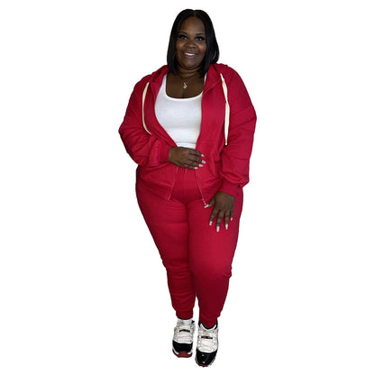 Conjunto de dos piezas con capucha informal de color liso y ajustado para mujer