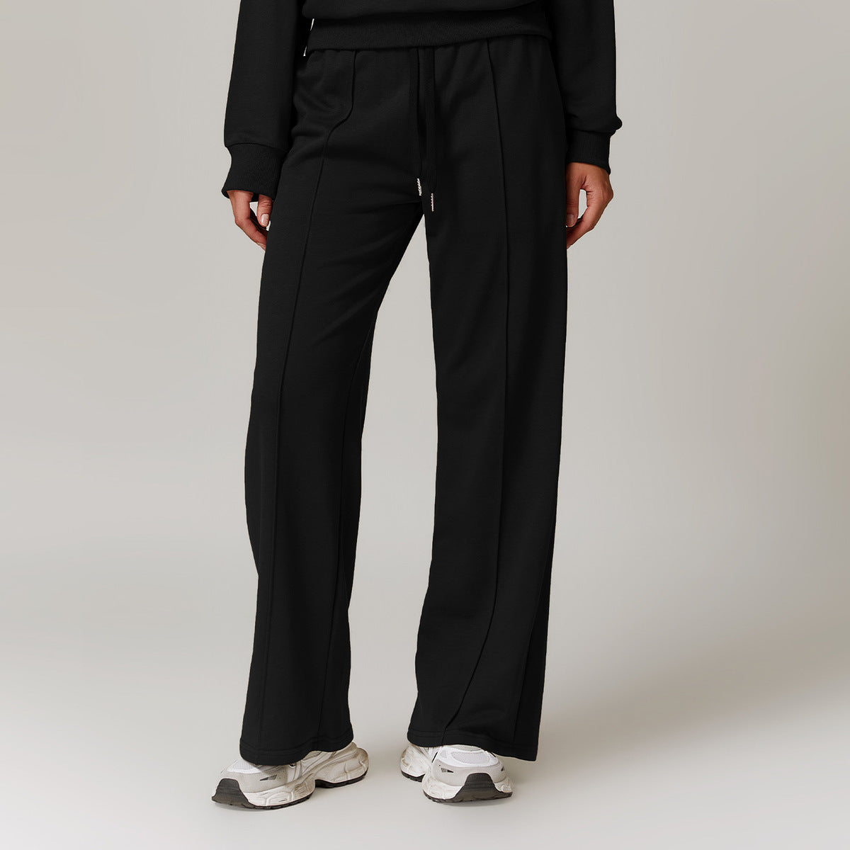 Women Fashion Casual Solid Color High Waist Loose Sports Pants