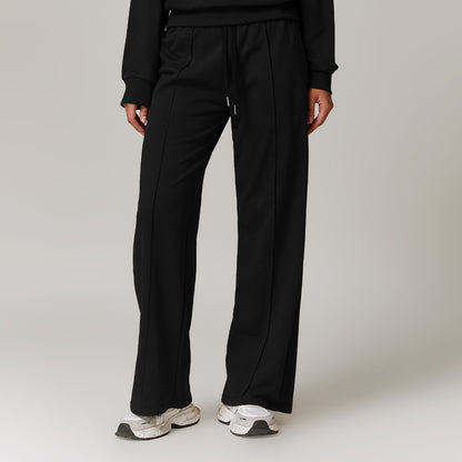 Women Fashion Casual Solid Color High Waist Loose Sports Pants