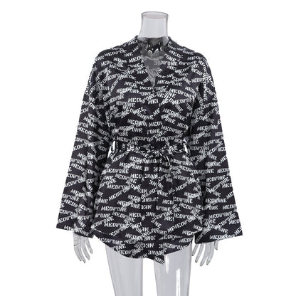 Conjunto de pijama informal de manga larga con estampado de moda para mujer