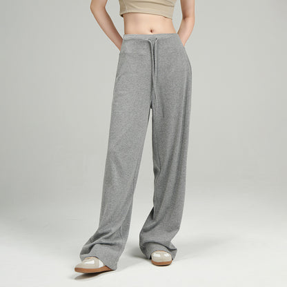 Women Fashion Casual Solid Color Loose Glutinous Rice Knitted Pants