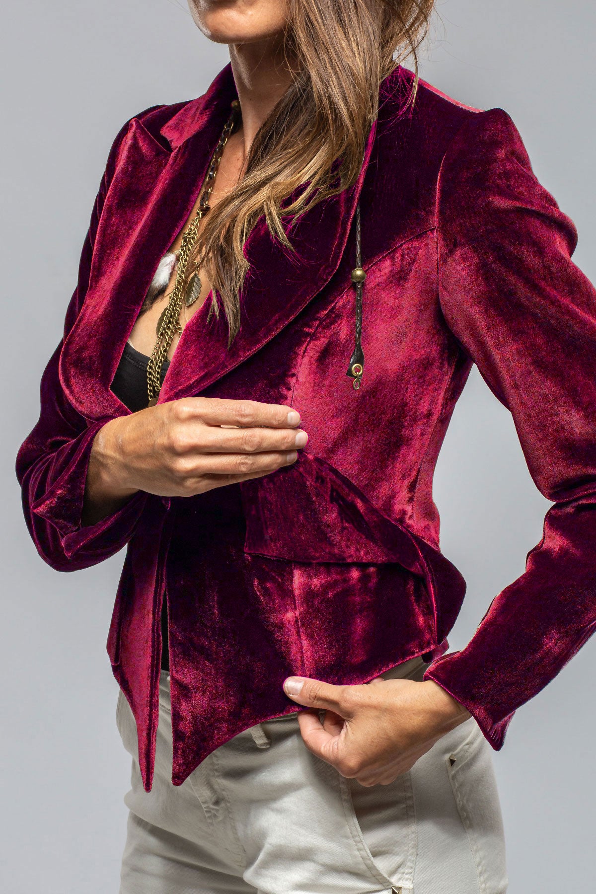 Chaqueta informal de color liso con un botón y corte entallado para mujer