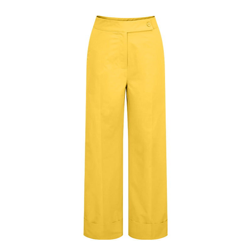 Women Fashion Casual Solid Color Leg Pants