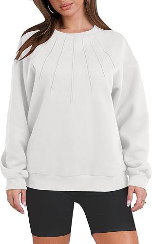 Sudadera de manga larga con cuello redondo y color liso holgada informal para mujer de otoño e invierno