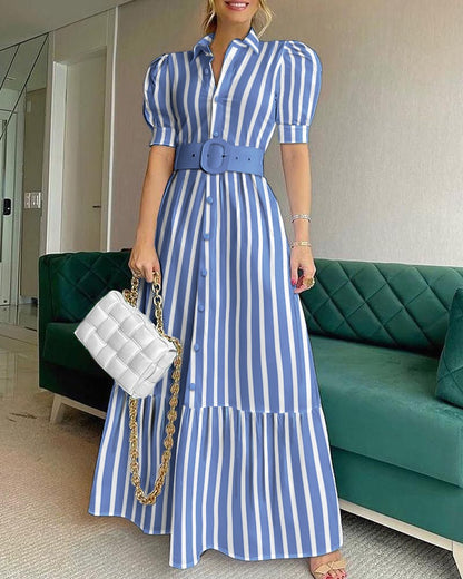 Women'S Casual Solid Color Dress With Belt