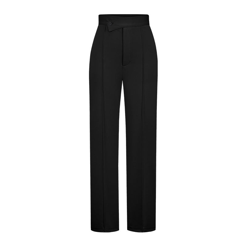 Women Fashion Casual Solid Color Wide Leg High Waist Slim Fit Pants