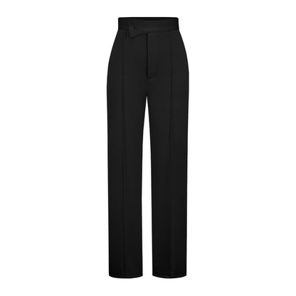 Women Fashion Casual Solid Color Wide Leg High Waist Slim Fit Pants