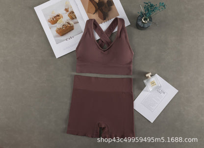 Women Fashion Casual Solid Color Camisole Sports Shorts Set