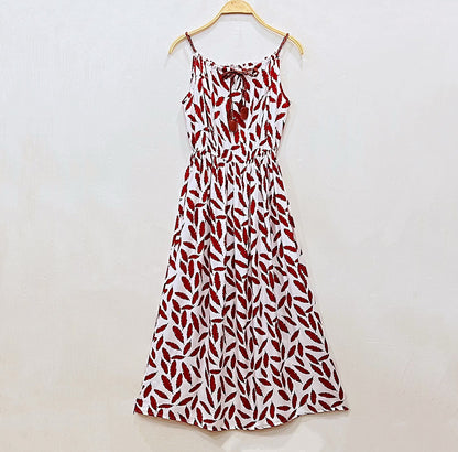 Women Fashion Casual Irregular Printing Sling Long Dress