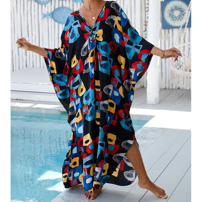 Traje de baño de verano para mujer, informal, estampado, holgado, protector solar