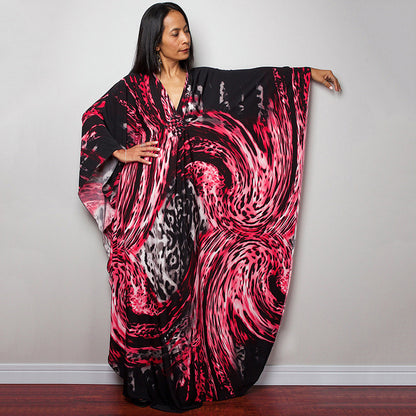 Traje de baño largo con estampado floral a rayas y protección solar para mujer