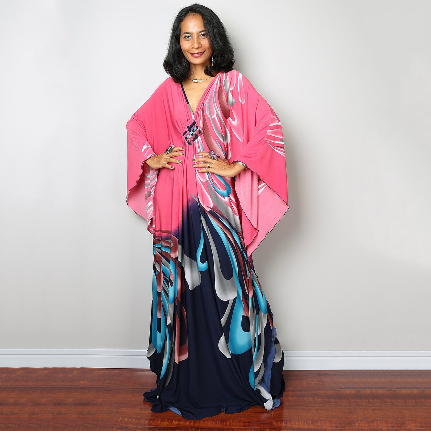 Polyester Printed Loose Woven Robe Vacation Casual Beach Bikini Coverup Women Loose Dress