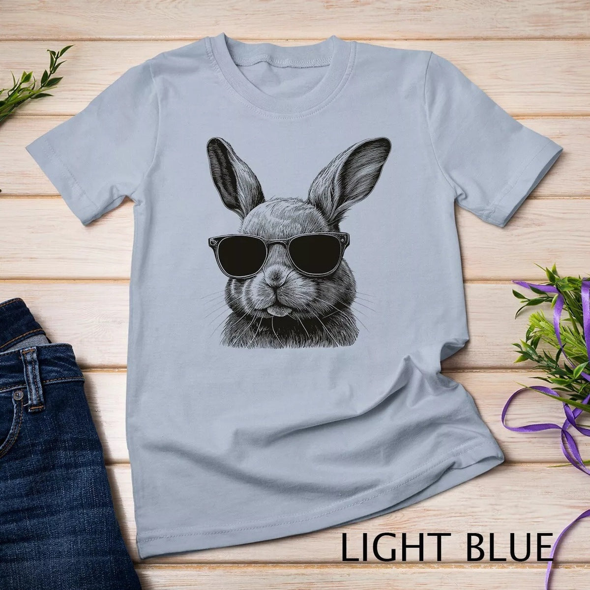 Camiseta holgada informal con estampado de conejo de Pascua para mujer