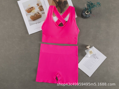 Women Fashion Casual Solid Color Camisole Sports Shorts Set