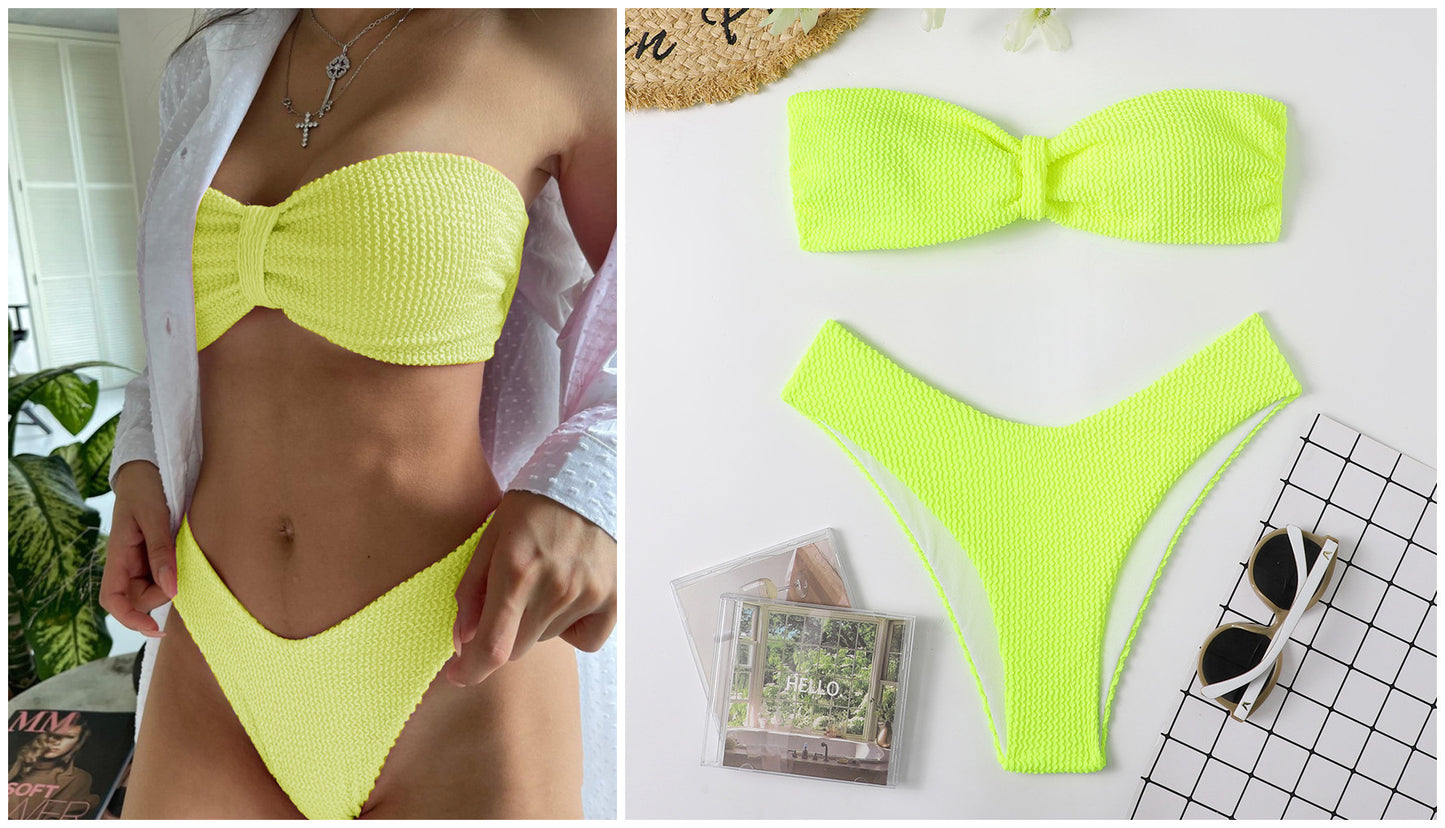 Conjunto de bikini de 2 piezas para mujer, traje de baño de cintura baja, informal