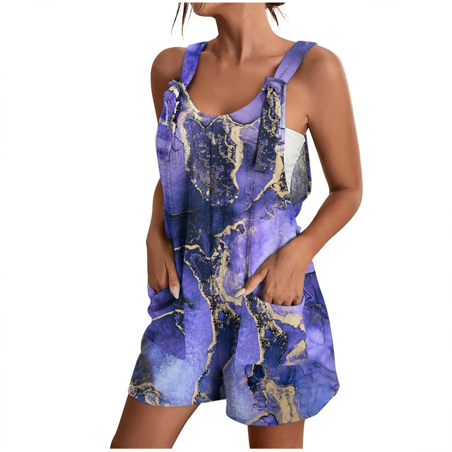 Women Fashion Casual Floral Printing Loose Romper