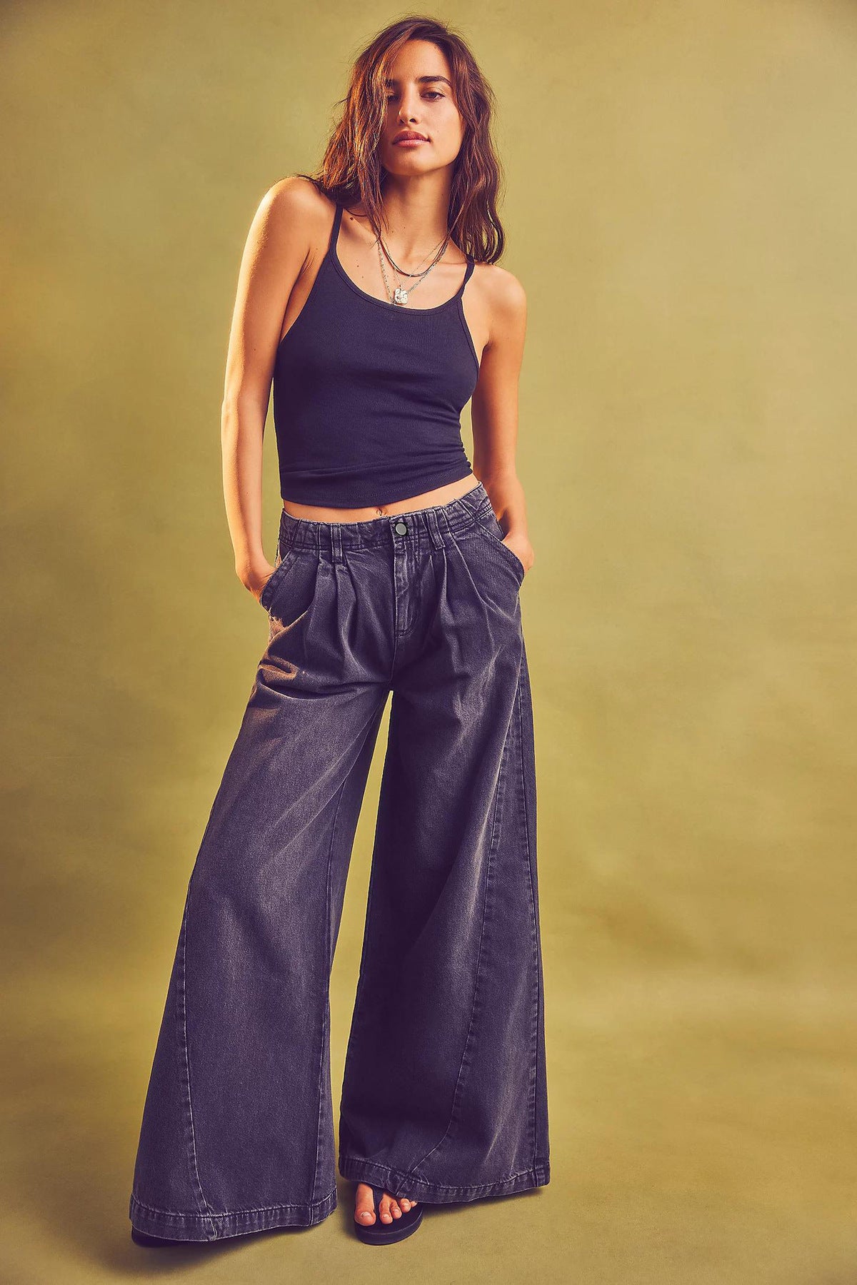 Women Fashion Casual Wide Leg Jeans