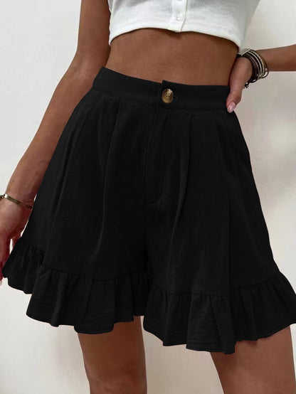 Women Fashion Casual Loose Wide Leg High Waist Shorts