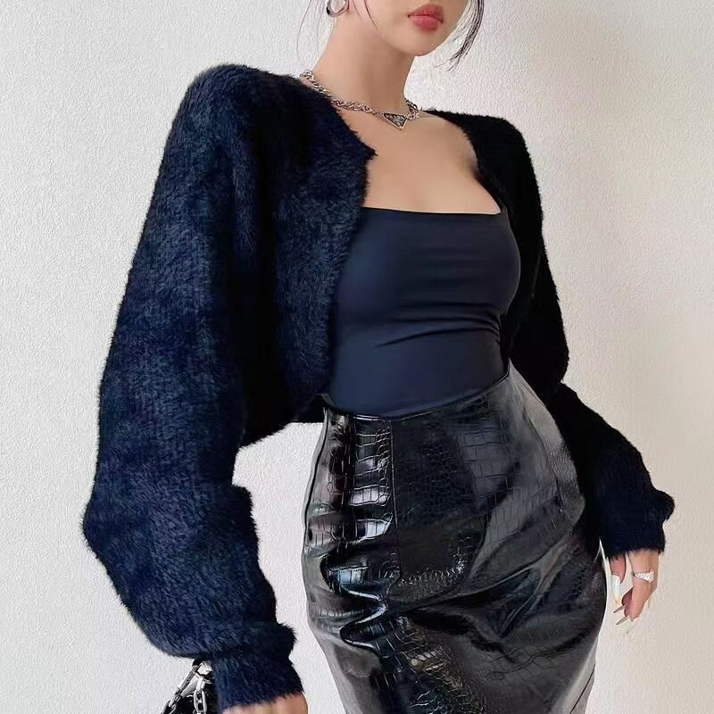 Cárdigan de punto holgado, básico e informal de otoño para mujer, de color liso