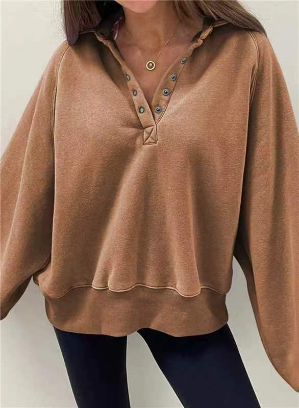 Autumn Winter Women Casual Solid Color Lantern Sleeve Hoodies